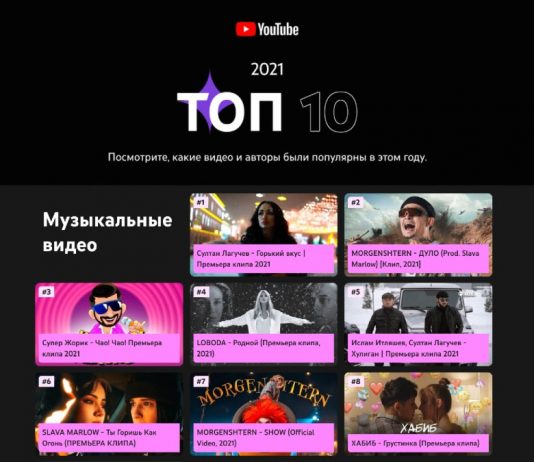 The clip "Bitter taste" by Sultan Laguchev took 1st place in the Top 10 YouTube of 2021!